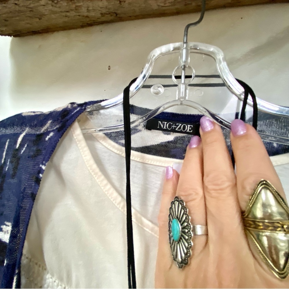 Anthropologie Blue and White Abstract Print Cardigan - Picture 8 of 11